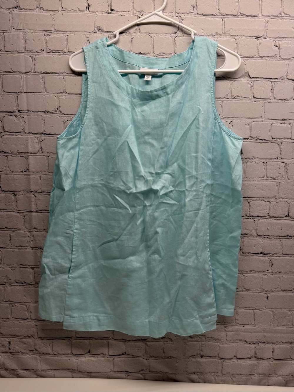 J. Jill pure Jill Light Aqua Linen Sleeveless Top size L